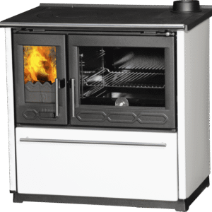 Cuisinière à bois 8Kw 850 glas blanc gauche – Plamen